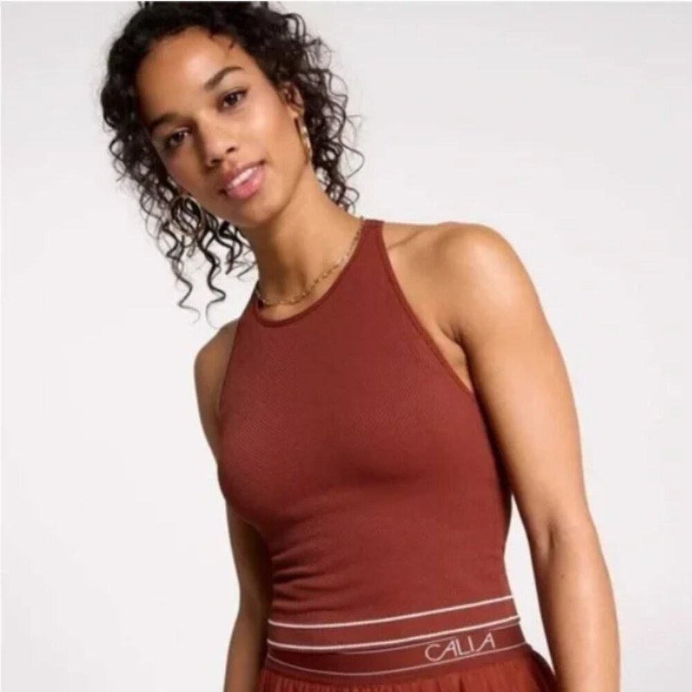 CALIA High Neck Seamless Tank Top Size XXL Red Brown